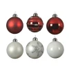 MARELIDA Weihnachtsschmuck<6er Set Weihnachtskugeln Glas D: 8cm in rot, weiß