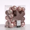 MARELIDA Weihnachtsschmuck<33er Set Weihnachtskugeln mit Stern Baumspitze bruchfest rosa