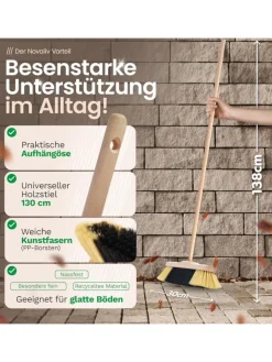Novaliv Putz- & Waschutensilien<2er Set Zimmerbesen mit Stiel FEINE KUNSTBORSTEN Besen weiche Borsten in Braun