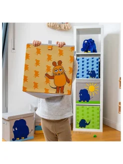 Lifeney Kisten & Körbe<2er-Set: Aufbewahrungsboxen "Maus" in Grün/ Orange - (B)33 x (H)33 x (T)33 cm