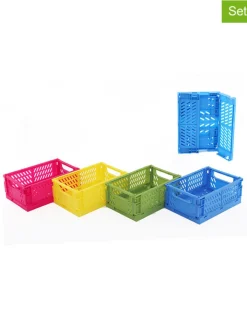 SiL Interiors Kisten & Körbe<4er-Set: Aufbewahrungskisten in Bunt - (B)15 x (H)10 x (T)6 cm