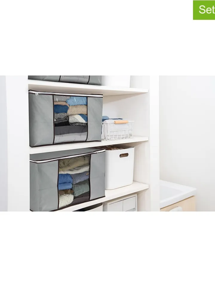 IDOMYA Essentials Kisten & Körbe<3er-Set: Aufbewahrungskorb in Grau - (B)60 x (H)35 x (T)43 cm