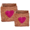 Rice Kisten & Körbe<2er-Set: Aufbewahrungskörbe in Hellbraun/ Pink - (B)14 x (H)14 x (T)14 cm
