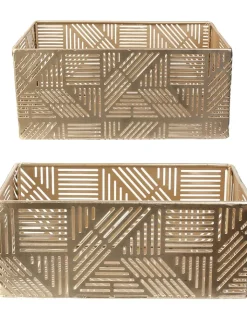Rétro Chic Kisten & Körbe<2er-Set: Aufbewahrungskörbe in Gold