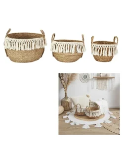 The Home Deco Kids Kisten & Körbe<3er-Set: Aufbewahrungskörbe in Natur/ Creme