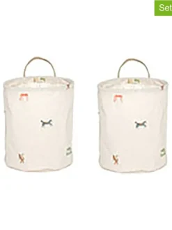 OYOY mini Kisten & Körbe<2er-Set: Aufbewahrungskörbe "Moira" in Creme - (H)22 x Ø 18