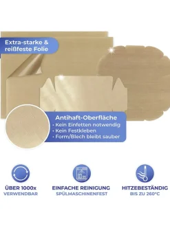 Wenko Koch- & Backutensilien<4er-Set: Backfolien-Zuschnitte in Hellbraun