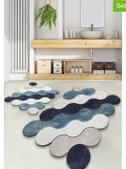 Colourful Cotton Badtextilien|Badtextilien<2er-Set: Badvorleger "Circle" in Blau
