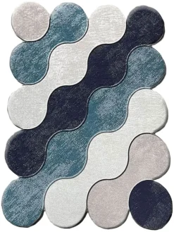 Colourful Cotton Badtextilien|Badtextilien<2er-Set: Badvorleger "Circle" in Blau