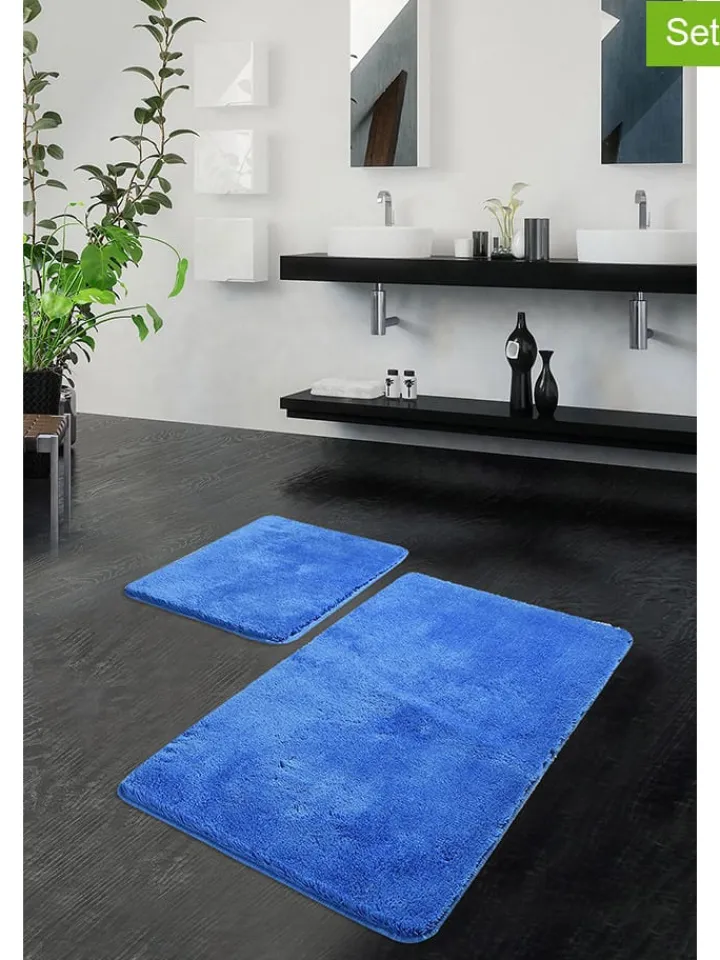 Colourful Cotton Badtextilien<2er-Set: Badvorleger "Havai" in Blau
