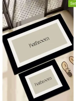 Mijolnir Badtextilien<2er-Set: Badvorleger in Beige/ Weiß/ Schwarz
