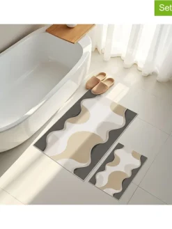 Mijolnir Badtextilien<2er-Set: Badvorleger in Beige/ Grau/ Weiß