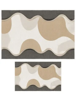 Mijolnir Badtextilien<2er-Set: Badvorleger in Beige/ Grau/ Weiß