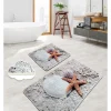 Mijolnir Badtextilien|Badtextilien<2er-Set: Badvorleger in Grau/ Lila/ Hellbraun