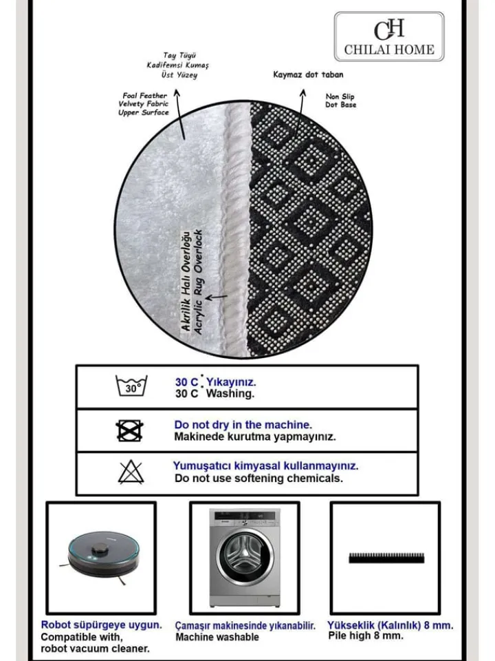 Mijolnir Badtextilien<2er-Set: Badvorleger in Schwarz/ Weiß