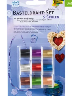 folia PAPER Kreativbedarf & Do-It-Yourself<9er-Set: Basteldraht in Bunt, je 2 m