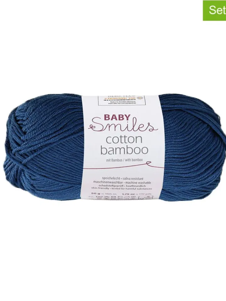 Schachenmayr since 1822 Kreativbedarf & Do-It-Yourself<10er-Set: Baumwoll-Mixgarne ''Cotton Bamboo'' in Dunkelblau - 10x 50 g