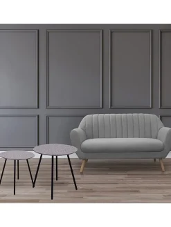 Rétro Chic Tische<2er-Set: Beistelltische in Grau/ Schwarz