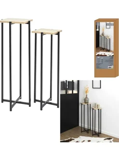 Rétro Chic Tische<2er-Set: Beistelltische in Schwarz/ Natur