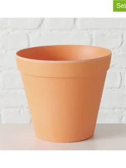 Boltze Kerzen, Vasen & Mehr<2er-Set: Übertöpfe "Giardino" in Orange - (H)13,5 Ø 15 cm
