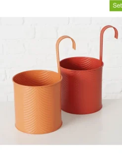 Boltze Kerzen, Vasen & Mehr<2er-Set: Übertöpfe "Riana" in Rot/ Orange - (H)28 Ø 16 cm
