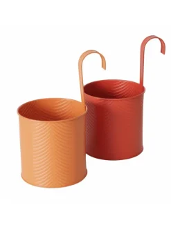 Boltze Kerzen, Vasen & Mehr<2er-Set: Übertöpfe "Riana" in Rot/ Orange - (H)28 Ø 16 cm