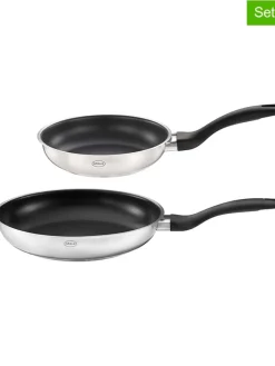 Rösle Kochgeschirr<2er-Set: Bratpfannen "Basic Line" in Silber/ Schwarz