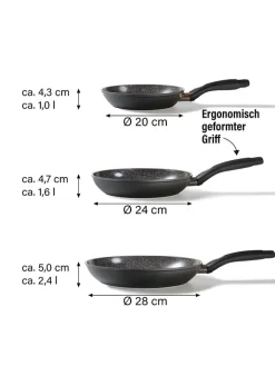 Stoneline Kochgeschirr<3er-Set: Bratpfannen ''Ceramic'' in Schwarz