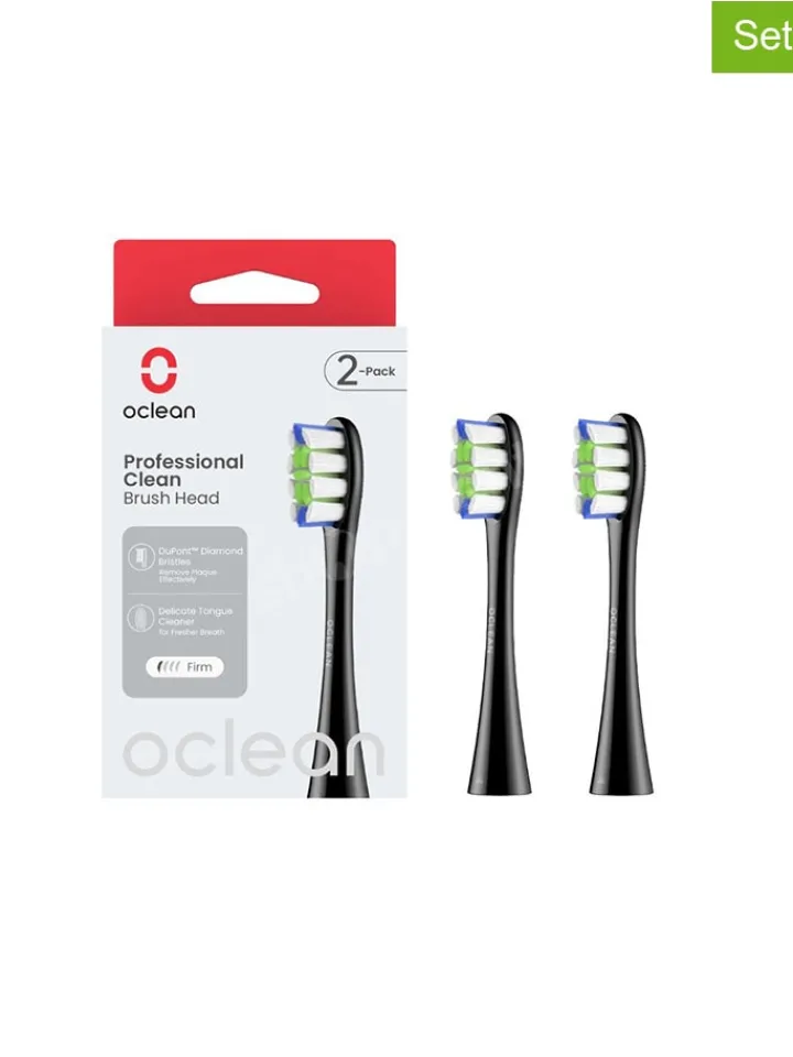Oclean Zahn & Mundpflege<2er-Set: Bürstenköpfe ''Professional Clean'' in Schwarz