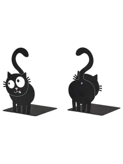 moses. Wohndekoration<2er-Set: Buchstützen ''Ed, the Cat'' in Schwarz - (B)10 x (H)16 x (T)10 cm