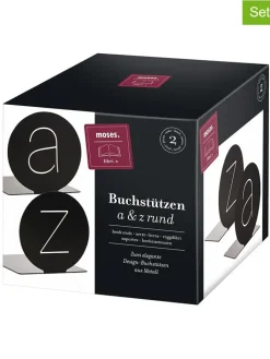 moses. Wohndekoration<2er-Set: Buchstützen in Schwarz