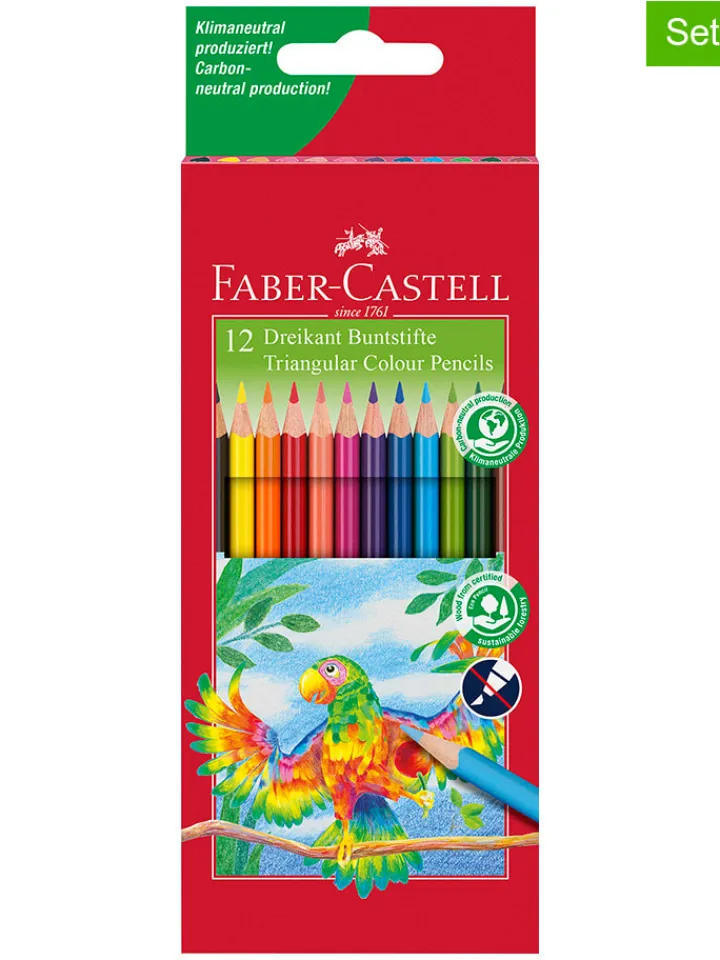Faber-Castell Büro- & Schulbedarf<3er-Set: Buntstifte "Dreikant" in Bunt - 3x 12 Stück