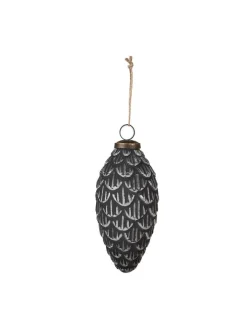 Clayre & Eef Weihnachtsschmuck<4er-Set: Christbaumkugeln in Grau/ Silber - (H)15 x Ø 8 cm