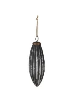 Clayre & Eef Weihnachtsschmuck<4er-Set: Christbaumkugeln in Grau/ Silber - (H)15 x Ø 8 cm