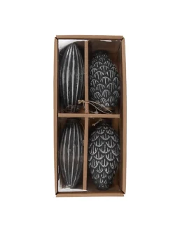 Clayre & Eef Weihnachtsschmuck<4er-Set: Christbaumkugeln in Grau/ Silber - (H)15 x Ø 8 cm