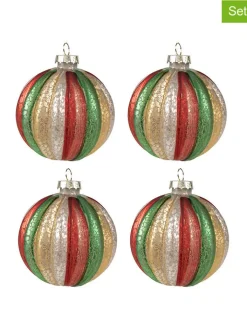 Clayre & Eef Weihnachtsschmuck<4er-Set: Christbaumkugeln in Bunt - (H)8 x Ø 8 cm