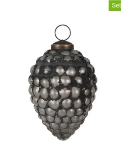 Clayre & Eef Weihnachtsschmuck<2er-Set: Christbaumkugeln in Silber/ Schwarz - (H)11 x Ø 8 cm