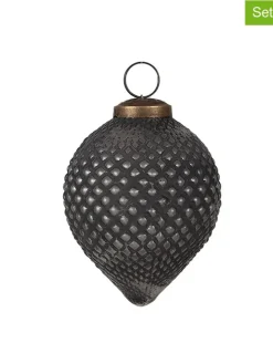Clayre & Eef Weihnachtsschmuck<2er-Set: Christbaumkugeln in Schwarz/ Silber - (H)10 x Ø 8 cm