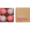 Design Letters Weihnachtsschmuck<4er-Set: Christbaumkugeln ''XMAS Stories'' in Pink/ Lila - Ø 4 cm