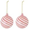 Bloomingville Weihnachtsschmuck<2er-Set: Christbaumkugeln ''Zwirl'' in Weiß/ Rot - Ø 8 cm