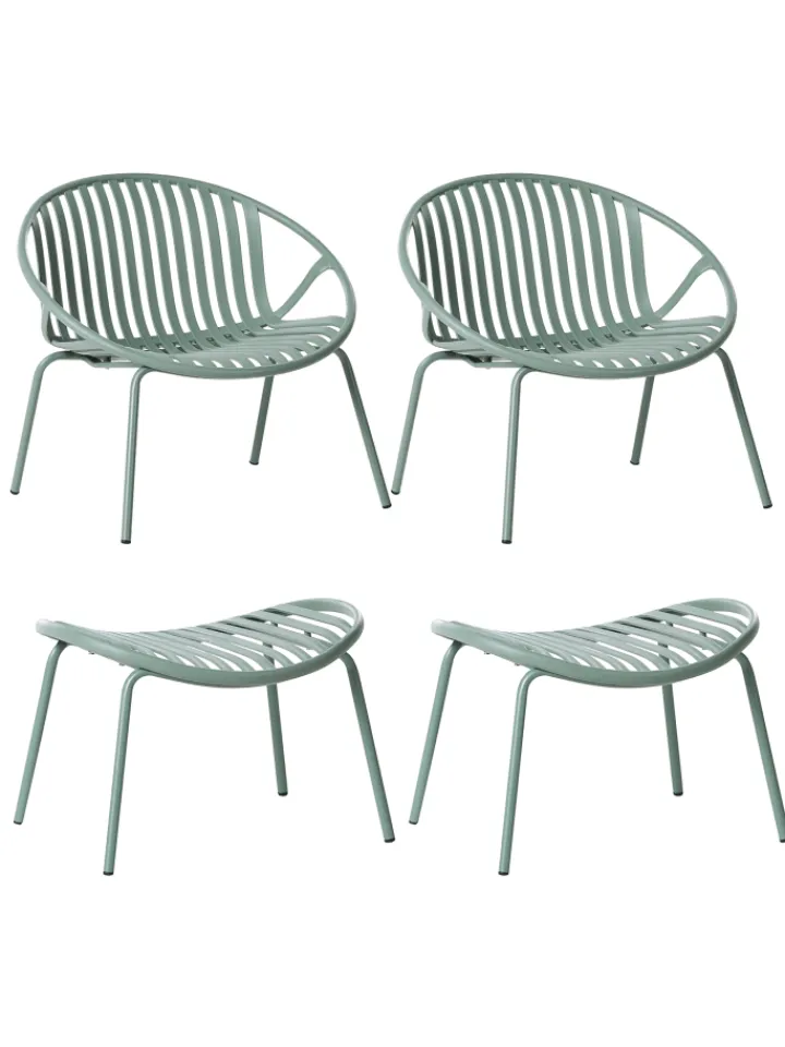 Beliani Gartenmöbel<4er-Set Cocktailsessel CASPERIA in Grün
