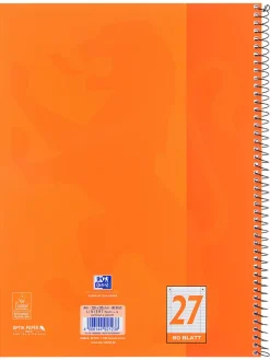Oxford Büro- & Schulbedarf<5er-Set: Collegeblöcke " - Lineatur 27" in Orange - DIN A4