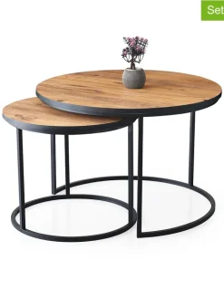 Evila Tische<2er-Set: Couchtische "Oden" in Hellbraun/ Schwarz