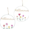 Boltze Wohndekoration<2er-Set: Dekoanhänger "Blümi" in Beige/ Hellblau - (L)30 cm