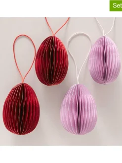 Boltze Wohndekoration<4er-Set: Dekoanhänger "Eggo" in Lila/ Bordeaux - (H)8 cm
