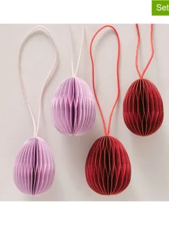 Boltze Wohndekoration<4er-Set: Dekoanhänger "Eggo" in Lila/ Bordeaux - (H)4,5 cm