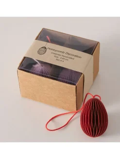 Boltze Wohndekoration<4er-Set: Dekoanhänger "Eggo" in Lila/ Bordeaux - (H)4,5 cm