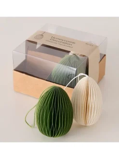 Boltze Wohndekoration<4er-Set: Dekoanhänger "Eggo" in Creme/ Grün - (H)8 cm