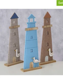Boltze Dekofiguren & -Objekte<3er-Set: Dekoaufsteller "Coasty" in Grau/ Hellblau - (H)44,4 cm