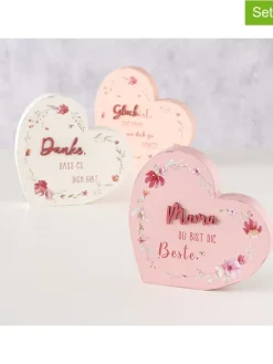 Boltze Dekofiguren & -Objekte<3er-Set: Dekoaufsteller "Elsie" in Rosa/ Pink/ Weiß - (B)16 x (H)17 cm